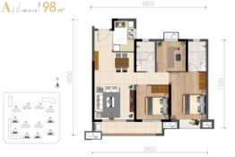 旭辉美的·东樾城3室2厅1厨2卫建面98.00㎡