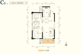 中冶·天润菁园2室2厅1厨1卫建面87.00㎡