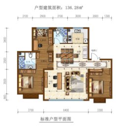 铂蓝郡3室2厅2厨2卫建面136.28㎡