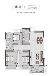 亚新溱水府3室2厅1厨1卫建面105.00㎡