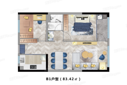 实力城·未来港2室2厅1厨1卫建面83.42㎡