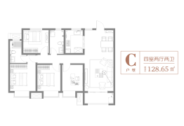 信达金地·蓝庭4室2厅1厨2卫建面128.00㎡