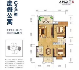 万宁·木棉山莊2室2厅1厨1卫建面82.25㎡