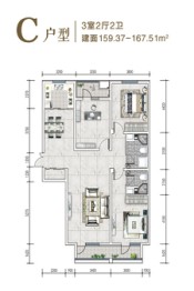 日月新天地3室2厅1厨2卫建面167.51㎡