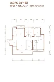 方圆合景·南沙水恋4室2厅1厨2卫建面142.90㎡