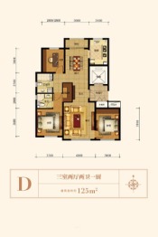 融创融公馆3室2厅1厨2卫建面125.00㎡