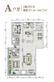 日月新天地3室2厅1厨2卫建面164.77㎡