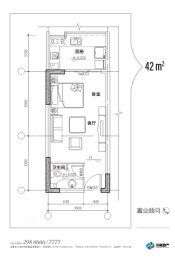 中海·丽江1室1厅1厨1卫建面42.00㎡