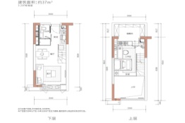 华润天合1室2厅1厨1卫建面37.00㎡