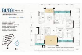 佳兆业御金山四期4室2厅1厨2卫建面118.00㎡