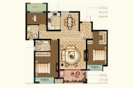 豪泽紫熙台3室2厅1厨2卫建面117.57㎡