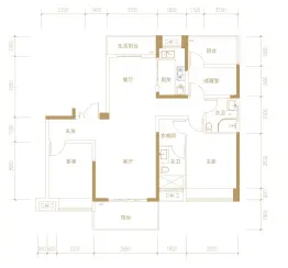 恒生玫瑰庄园3室2厅1厨2卫建面125.00㎡