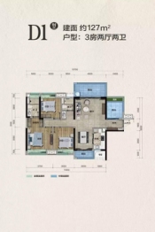 保利碧桂园悦府3室2厅2厨2卫建面127.00㎡