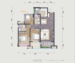 保利时代3室2厅1厨2卫建面102.00㎡