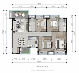 理想之城4室2厅1厨2卫建面135.00㎡