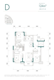 富力湾3室2厅1厨2卫建面124.00㎡