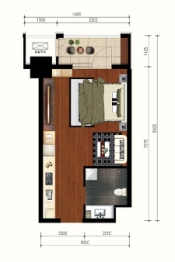 凤凰大都汇1室1厅1卫建面44.00㎡