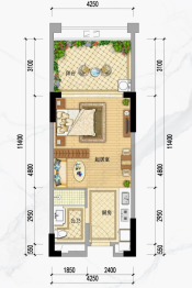 富力南昆山温泉养生谷2室1厅1厨1卫建面51.00㎡