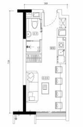 海伦天麓1室1厨1卫建面33.00㎡