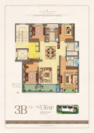 牡丹·三江公园4室2厅1厨2卫建面136.00㎡