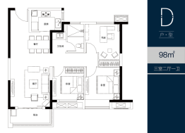 奥山汉口澎湃城3室2厅1厨1卫建面98.00㎡