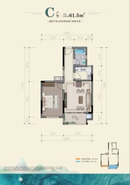 彰泰阳朔十里春风1室1厅1厨1卫建面61.50㎡