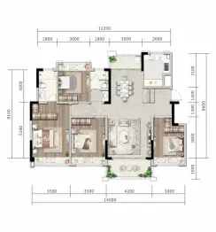 富元君庭4室2厅1厨2卫建面132.00㎡