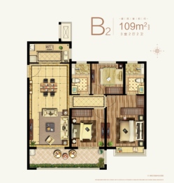 蓝光睿创新筑3室2厅1厨2卫建面109.00㎡