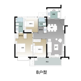 光樾华庭3室2厅1厨2卫建面115.00㎡