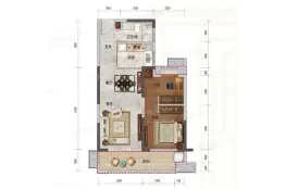 金辉城2室2厅1厨1卫建面77.00㎡