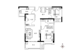 春秋九里府3室2厅1厨1卫建面98.00㎡