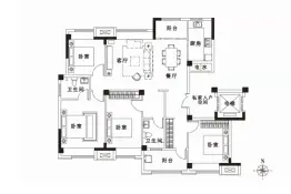 春秋九里府4室2厅1厨2卫建面140.00㎡