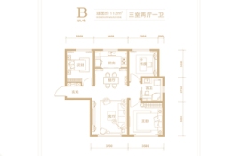 中冶德贤华府3室2厅1厨1卫建面112.00㎡