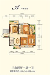 盛达江岸豪庭3室2厅1厨1卫建面109.42㎡