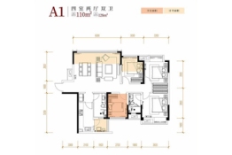 川发蓝光芙蓉天府4室2厅1厨2卫建面110.00㎡