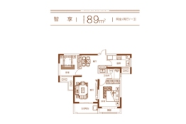 灵宝建业·壹号城邦2室2厅1厨1卫建面89.00㎡