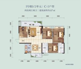 云星钱隆御园4室2厅1厨2卫建面127.00㎡