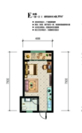 华英·时光里1室1卫建面43.77㎡