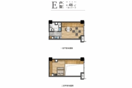 COCO唐寓1室2厅1厨1卫建面46.00㎡