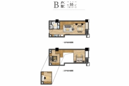 COCO唐寓2室2厅1厨1卫建面55.00㎡