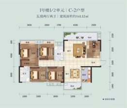 云星钱隆御园5室2厅1厨2卫建面141.12㎡