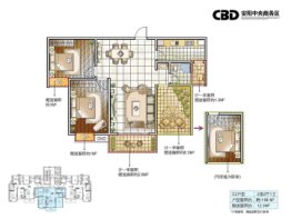 CBD安廣铭著2室2厅1厨1卫建面118.00㎡