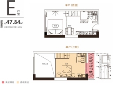 藏珑湖上公馆1室2厅1厨2卫建面47.84㎡