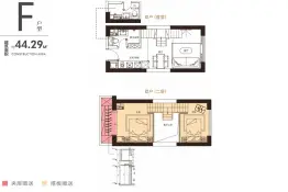 藏珑湖上公馆2室2厅1厨1卫建面44.29㎡