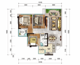 和喜·御荣府3室2厅1厨2卫建面88.00㎡