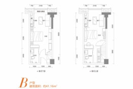 天麓名都2室2厅2厨2卫建面41.16㎡