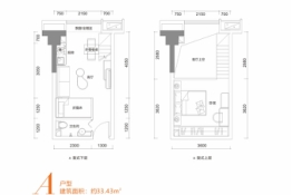 天麓名都2室2厅1厨1卫建面33.43㎡