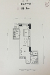 海景文苑1室2厅1厨1卫建面58.40㎡