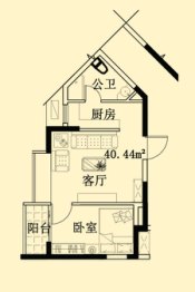 江南梅湾1室1厅1厨1卫建面40.44㎡