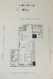 海景文苑1室2厅1厨1卫建面61.00㎡